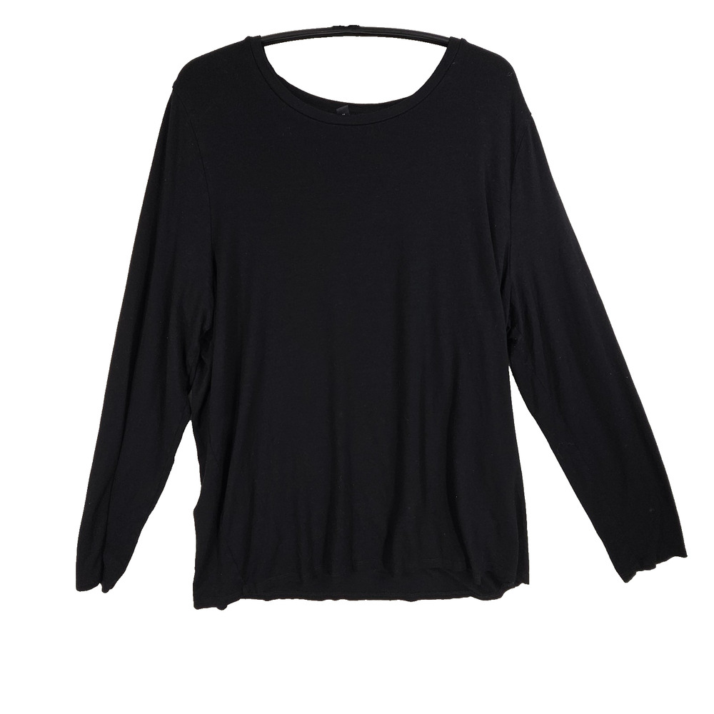 Eileen Fischer Top Shirt Womens XL Cotton Stretch Jersey Long Sleeve Black Tops